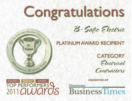 2011 Mississauga Business Times Platinum Award